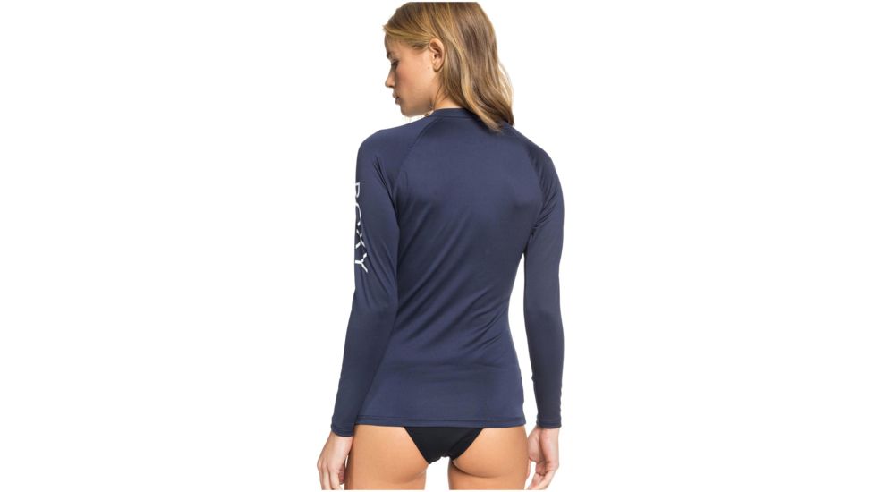 Roxy Wholehearted Long Sleeve Rashguard - Womens, Mood Indigo, Medium, ERJWR03408-BSP0-M