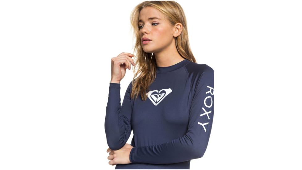 Roxy Wholehearted Long Sleeve Rashguard - Womens, Mood Indigo, Medium, ERJWR03408-BSP0-M
