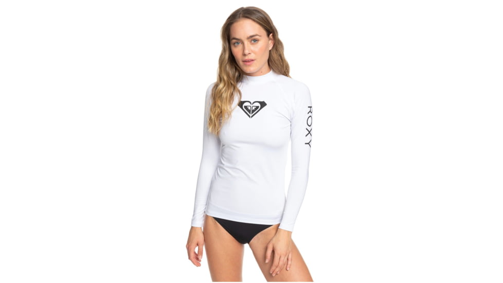 Roxy Wholehearted Long Sleeve Rashguard - Womens, White, Medium, ERJWR03408-WBB1-M