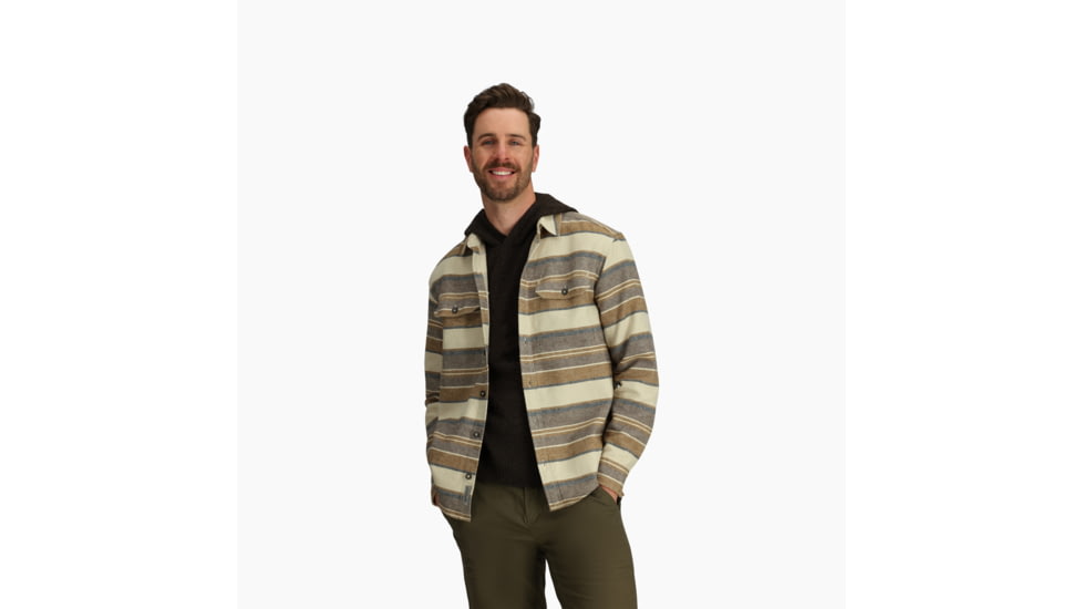 Royal Robbins Clouds Rest Hemp Long SLeeve - Mens, Bistre Pacific Crest Stripe, Medium, Y12600123-224RR-M