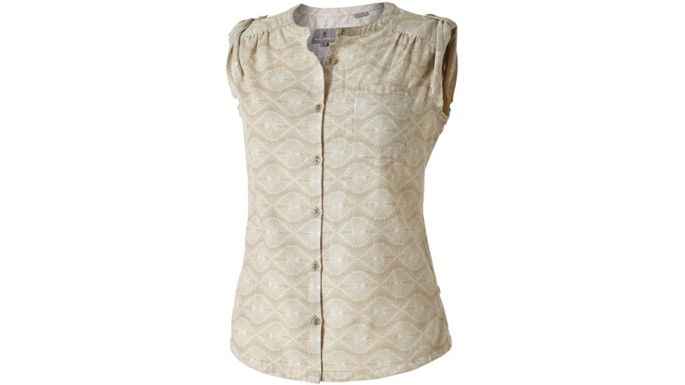 Royal Robbins Cool Mesh Batik Camp Shirt - Women's -Lt Khaki-Small
