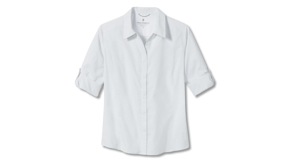 Royal Robbins Expedition II Print 3/4 Sleeve Shirt - Womens, White Ex Check, M, Y322024-White Ex Check-M