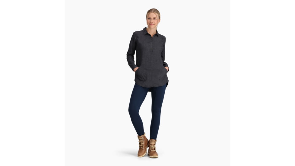 Royal Robbins Hemp Chambray Long Sleeve - Womens, Asphalt, Medium, Y621014568M