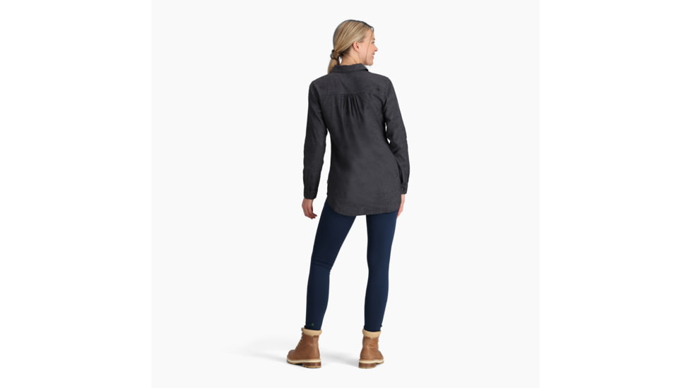 Royal Robbins Hemp Chambray Long Sleeve - Womens, Asphalt, Medium, Y621014568M