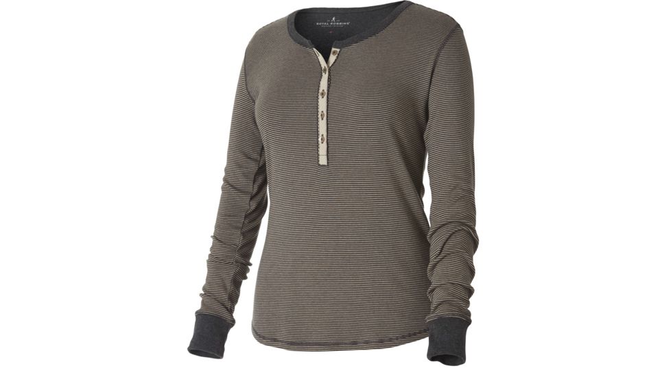 Royal Robbins Kick Back Striped Henley - Women's-Dark Grey Heather-Large