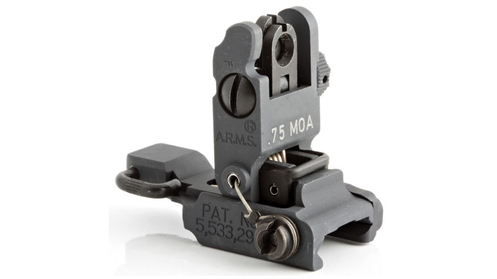 A.R.M.S., Inc. Low Profile Flip Up Rear Sight w/ Same Plane Aperture, Black, ARMS40L-SP