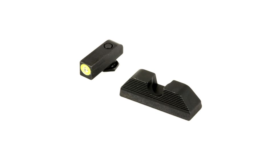 Ameriglo Glock 17-19-22-23-24-26-27-33-34-35-37-38-39 Protector Sight w/ Front Serrated Round Notch Rear, Green Tritium LimeGreenLumi Outline Front Black Re, AMGGL-354