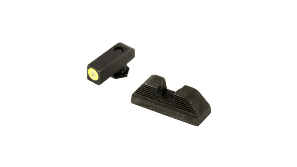 Ameriglo Glock 42 and 43 Front Serrated Round Notch Rear Sight, Green Tritium LimeGreenLumi Outline Front Black Re, AMGGL-352