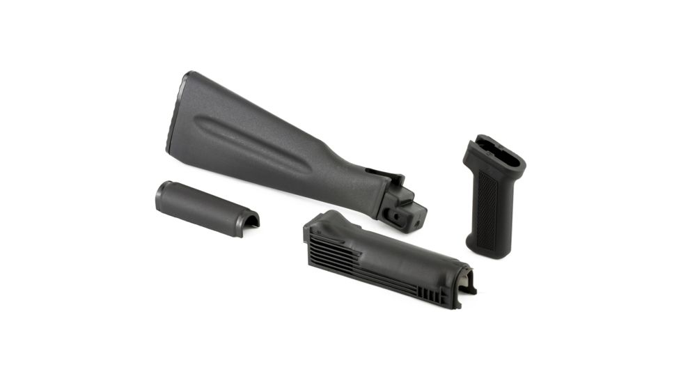 Arsenal Inc 1.25 Inch Extension on Butt Stock Stock 4-Piece Set w/ Butt Stock/Upper and Lower Handguard/Pistol Grip, Black, AISAKBSL