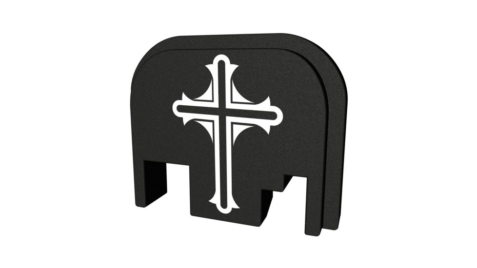 Bastion Glock Cross Slide Back Plate, Black and White, BASGL-SLD-BW-CRUCFX