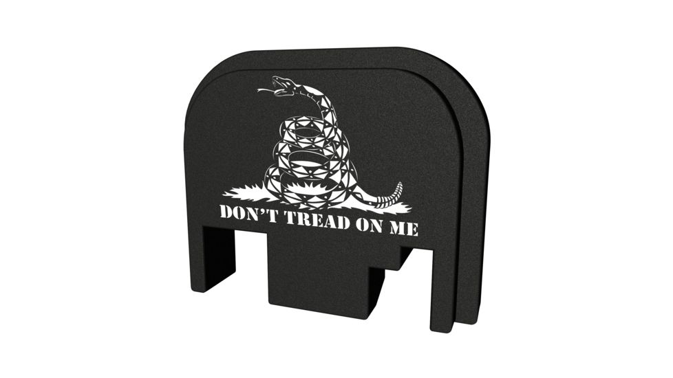 Bastion Glock Dont Tread On Me Slide Back Plate, Black and White, BASGL-SLD-BW-75DTOM
