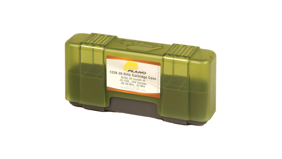 Plano .22-250/.250 Savage Rifle Rounds Ammunition Box, 20 Rounds, Pack of 6, Charcoal/Green, GG1228-20