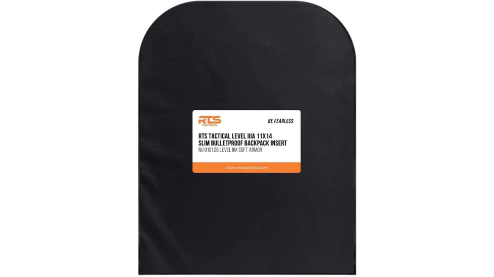 RTS Tactical Level IIIA EX770 Backpack Panel Insert, Black, 11 x 14, RTS-52320