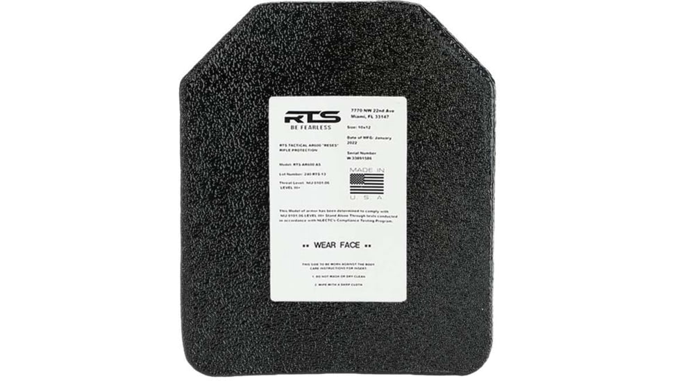 RTS Tactical RESES Upgraded 10X12 Special Threat Armor Insert, Level III+, Black, RTS-42300