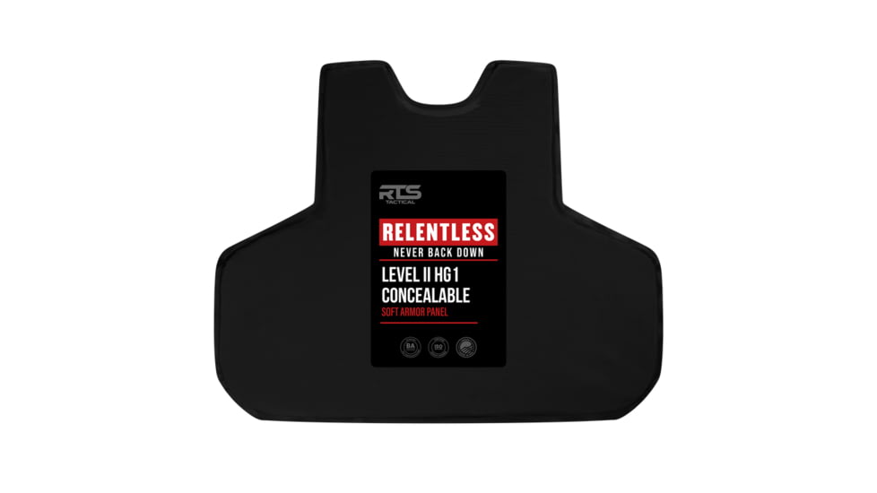 RTS Tactical Concealable Panels Relentless Level II HG1 Kevlar Soft Armor Plate