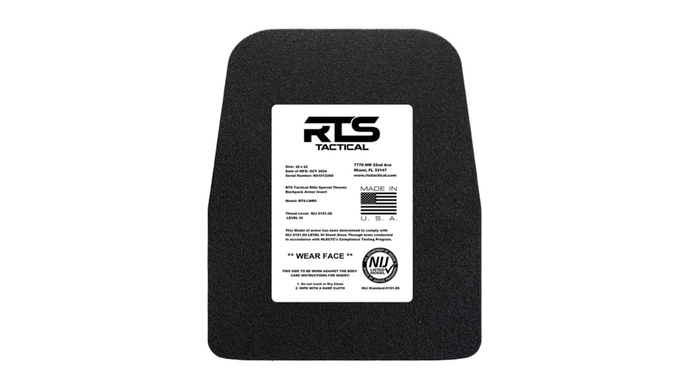 RTS Tactical Rifle Special Threats Backpack Armor Insert