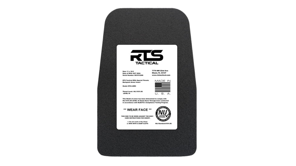 RTS Tactical Rifle Special Threats Backpack Armor Insert