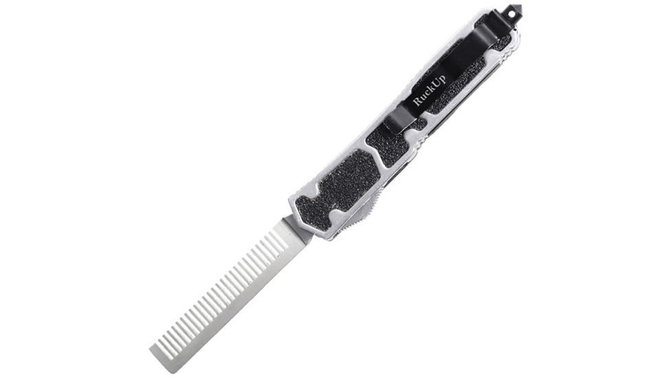 Ruck Up RuckUp Double Action OTF Automatic Beard Comb Silver Handle 9004618