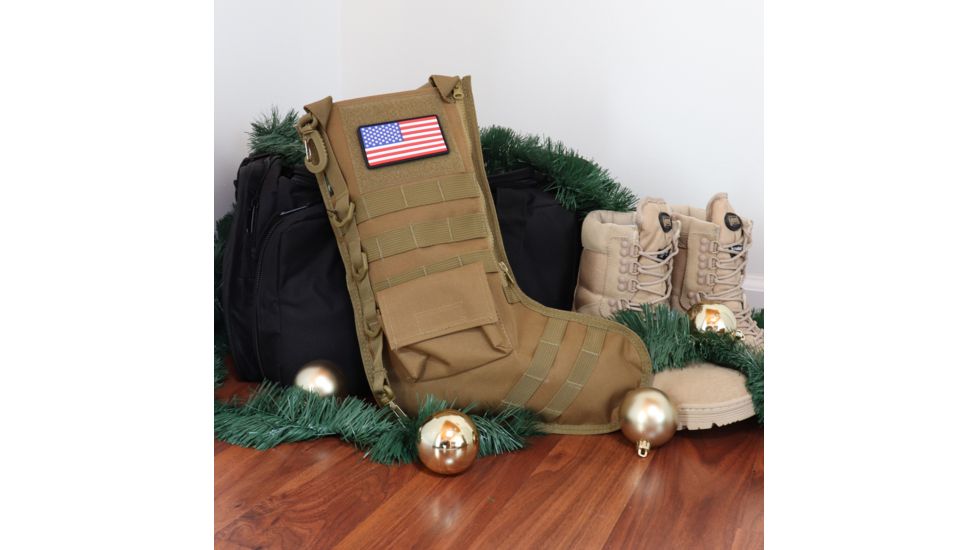 Ruck Up Tactical Christmas Stocking with USA Flag Patch, Khaki 1115890