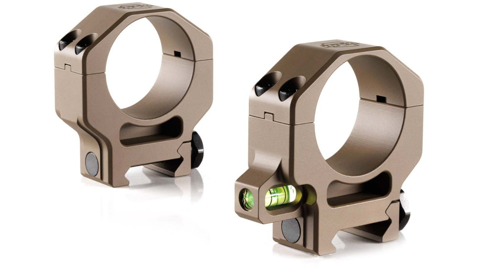Ruff's Precision Manufacturing 34mm Riflescope Rings w/Co-Linear Bubble Level, High - 1.25in, Set of 2, Flat Dark Earth, CLR-34125-FDE
