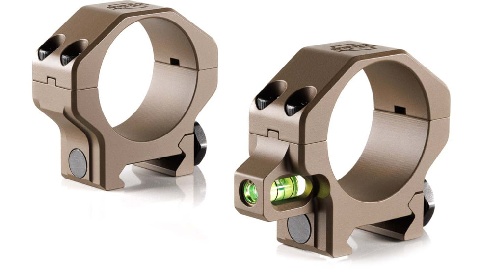 Ruff's Precision Manufacturing 34mm Riflescope Rings w/Co-Linear Bubble Level, Low - 0.885in, Set of 2, Flat Dark Earth, CLR-34885-FDE