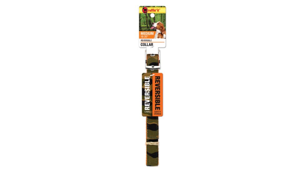 Ruffin' It Camo/ornge Revrse Dog Collar S 31301