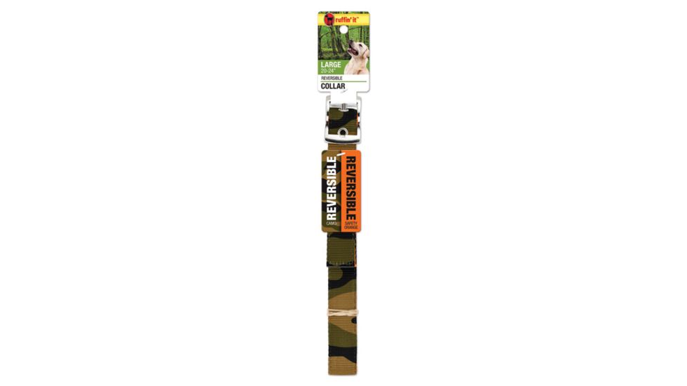 Ruffin' It Camo/ornge Revrse Dog Collar S 31301