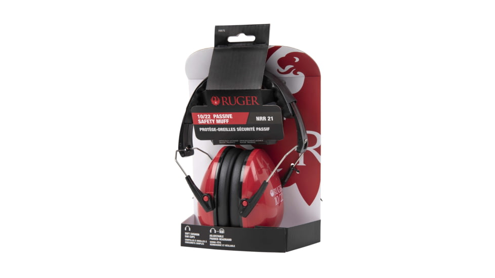 Ruger 10/22 Low-Profile Passive Safety Shooting Earmuffs, 21dB NRR, 70571