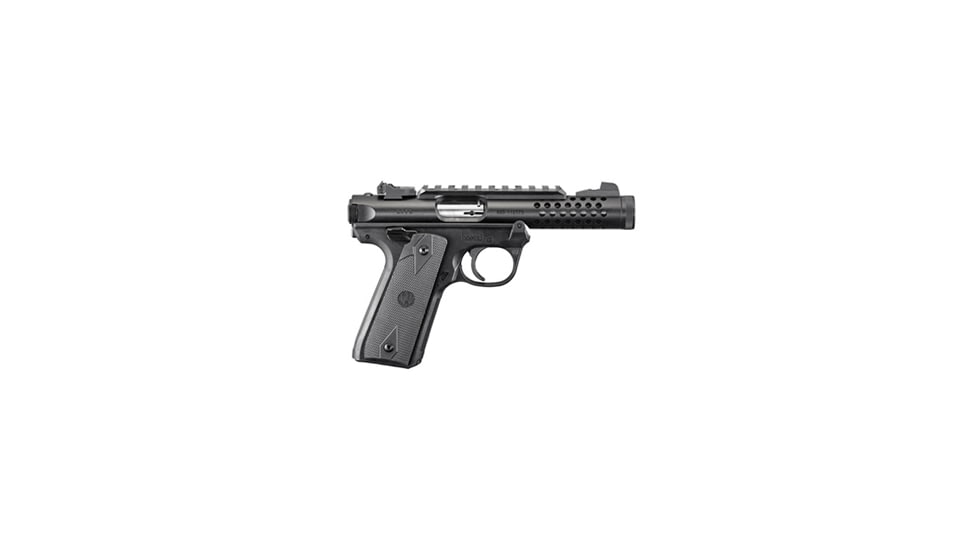 Ruger 22/45 Lite Mark IV Pistol, .22 Long Rifle, 4.4 in barrel, black polymer frame, checkered black polymer grip, blowback operated semi-auto, fixed blade front, adjustable rear, 10 round magazine, 22/45 LMIV-1-FRRMPG