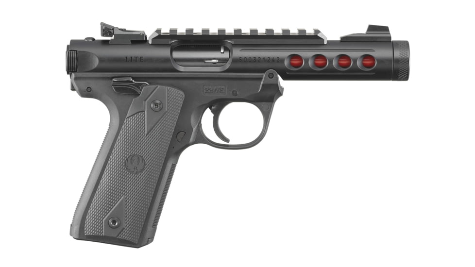 Ruger 22/45 Lite Pistol, .22 Long Rifle, 4.4 in barrel, black polymer frame, black laminate grip, blowback operated semi-auto, adjustable target, 10 round magazine, 22/45 Lite-1-FRRMPG