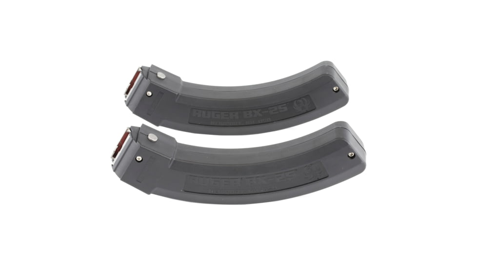 Ruger 90548 BX-25 Value Pack 25rd Magazine Fits 10/22/SR/77/Charger 22LR BX-25 Black 2 Pack, Polymer, 90548-25RD