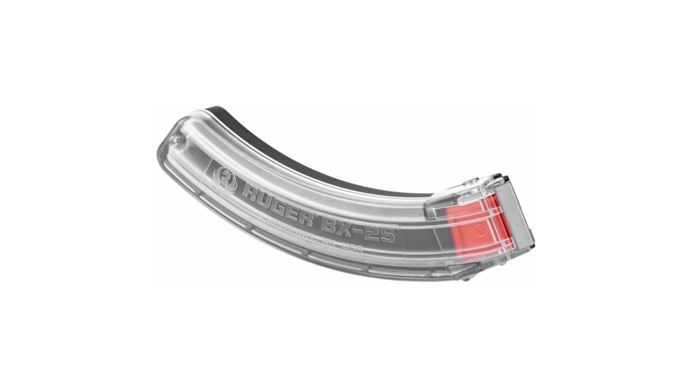 Ruger 90591 BX-25 25rd Magazine Fits 10/22/SR/77/Charger 22LR BX-25 Clear, Plastic, 90591-25RD