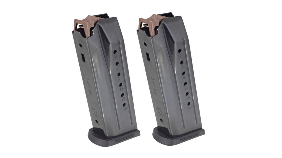 Ruger Security 380 Value Pack .380 ACP Pistol Magazine, 2 Pack, 15 Round, Black, Steel, 90731-15RD