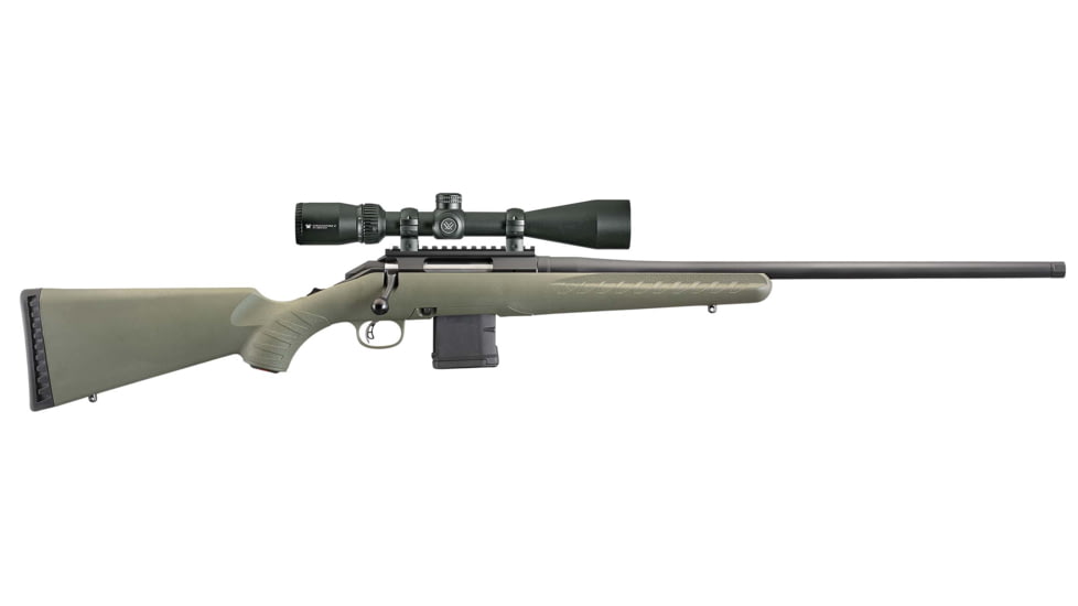 Ruger American Predator Bolt Action Rifle, .223 Remington, 22in 1/2x28 TPI Barrel, 1-8, Vortex Crossfire II 4-12x44, Synthetic Green Stock, Black, 26951-FRRMPG