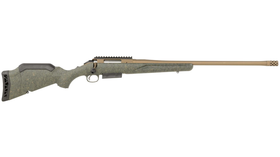 Ruger American Gen II Predator Bolt Action Rifle, .450 Bushmaster, 22in 11/16x24 TPI Barrel, 1-16, Splatter Green Stock, Cerakote Burnt Bronze, 46935-FRRMPG