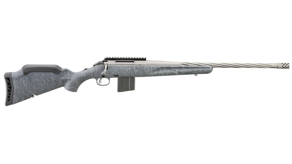 Ruger American Gen II Bolt Action Rifle, 6mm ARC, 20in Fluted Threaded Barrel, 1-7.7, Splatter Grey Stock, Grey, 46910-FRRMPG