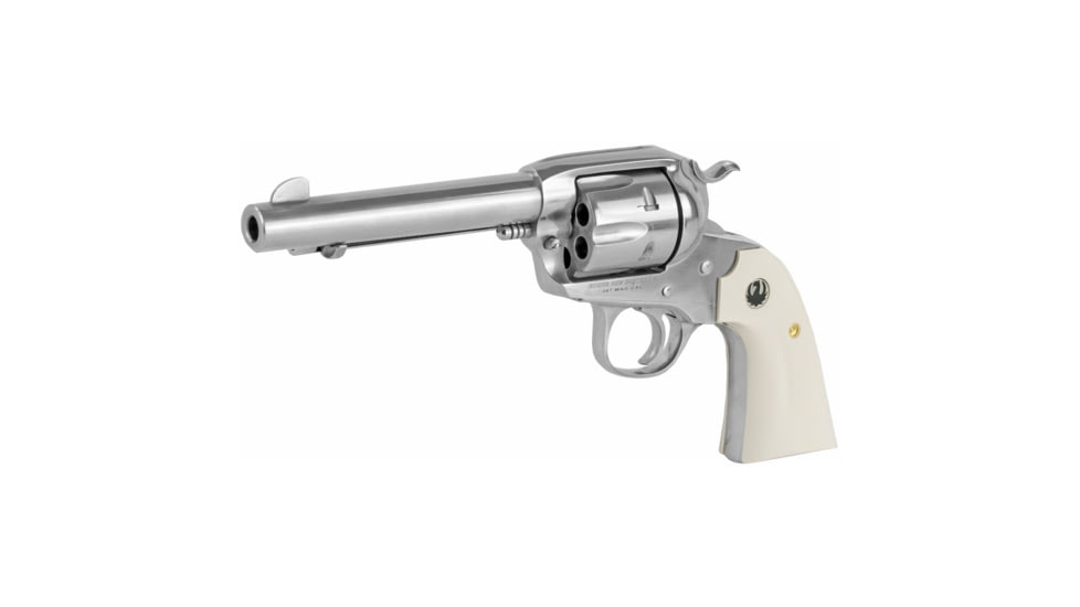 Ruger Bisley Vaquero Revolver, .357 Magnum/.38 Special, 5.5in Barrel, X-Large, Fixed, Stainless Frame, Ivory Style Grip, 6 Round Cylinder, 5130