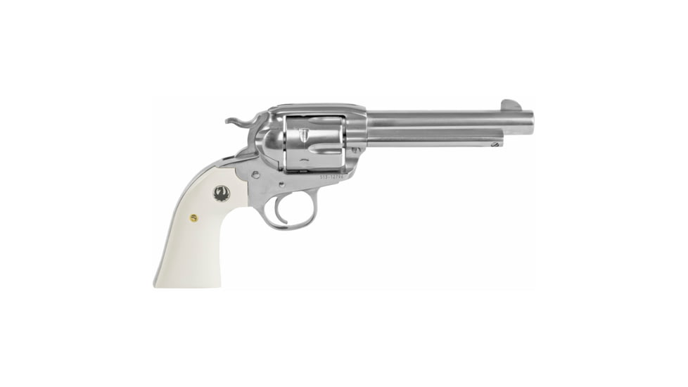 Ruger Bisley Vaquero Revolver, .357 Magnum/.38 Special, 5.5in Barrel, X-Large, Fixed, Stainless Frame, Ivory Style Grip, 6 Round Cylinder, 5130