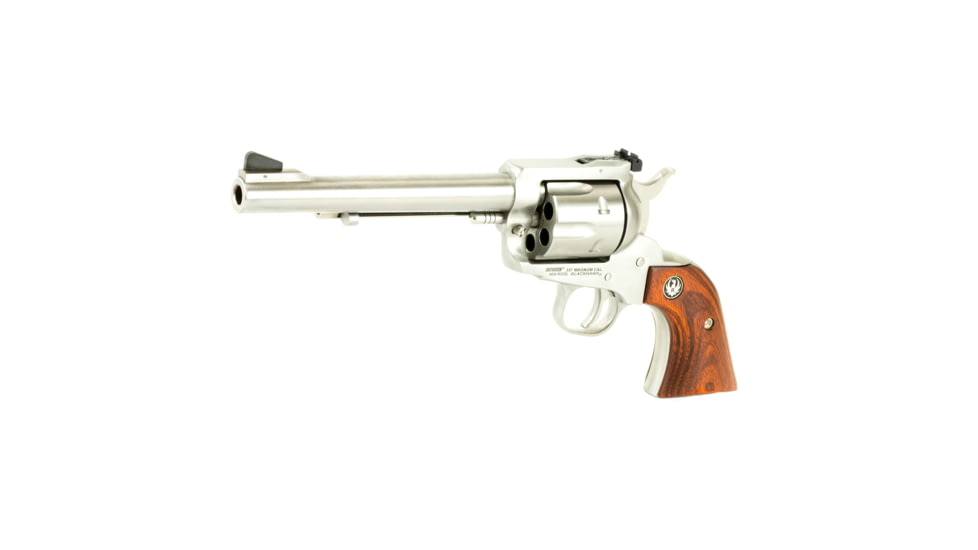 Ruger Blackhawk Revolver, .357 Magnum/.38 Special, 6.5in Barrel, X-Large, Adjustable, Stainless Frame, Wood Grip, 6 Round Cylinder, 319