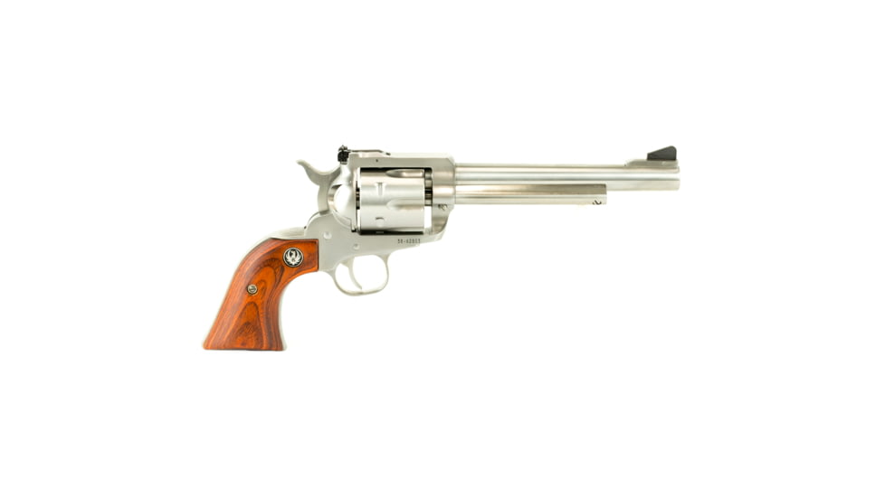 Ruger Blackhawk Revolver, .357 Magnum/.38 Special, 6.5in Barrel, X-Large, Adjustable, Stainless Frame, Wood Grip, 6 Round Cylinder, 319