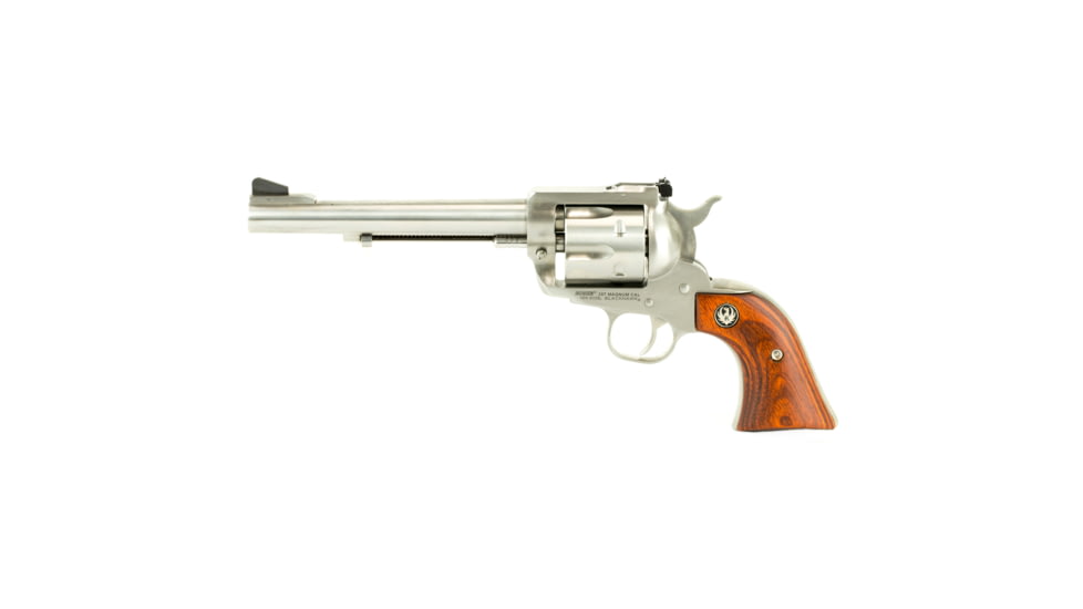Ruger Blackhawk Revolver, .357 Magnum/.38 Special, 6.5in Barrel, X-Large, Adjustable, Stainless Frame, Wood Grip, 6 Round Cylinder, 319