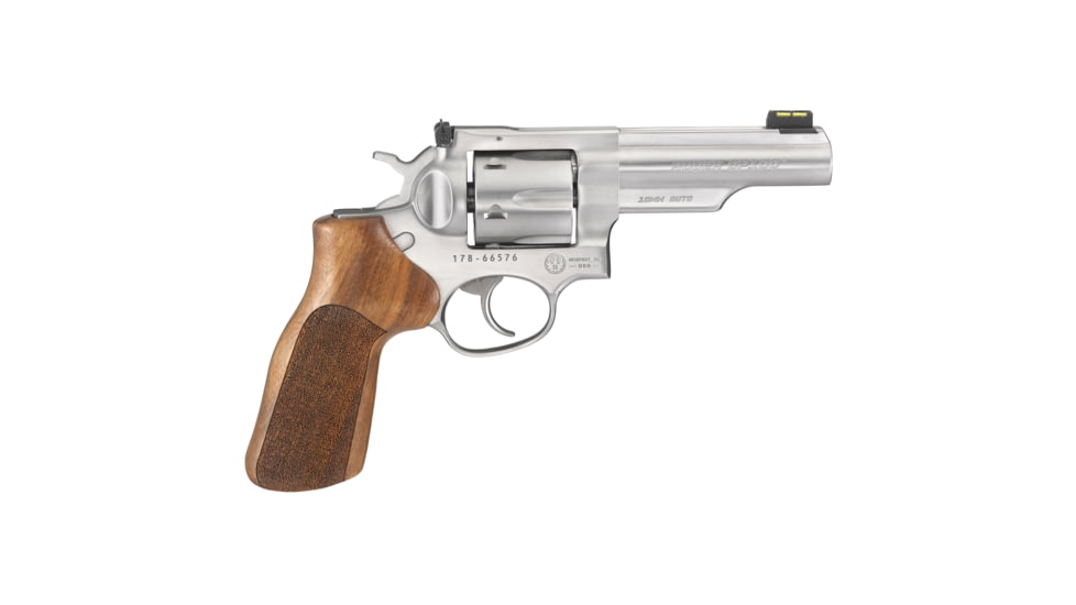 Ruger GP100 Match Revolver, 10mm Auto, 4.2in Barrel, Adjustable, Stainless Frame, Wood Grip, 6 Round Cylinder, 1775
