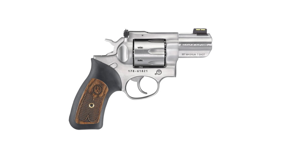 Ruger GP100 Revolver, .357 Magnum/.38 Special, 2.5in Barrel, Adjustable, Stainless Frame, Rubber Grip, 7 Round Cylinder, 1774