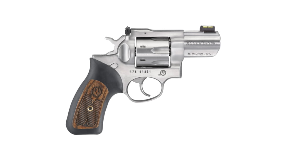 Ruger GP100 Revolver, .357 Magnum/.38 Special, 2.5in Barrel, Adjustable, Stainless Frame, Rubber Grip, 7 Round Cylinder, 1774