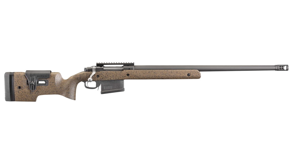 Ruger Hawkeye Long Range Target Bolt Action Rifle, .300 Winchester Magnum, 24in 5/8x24 TPI Barrel, 1-10, Speckled Laminate Stock, Black, 47183-FRRMPG