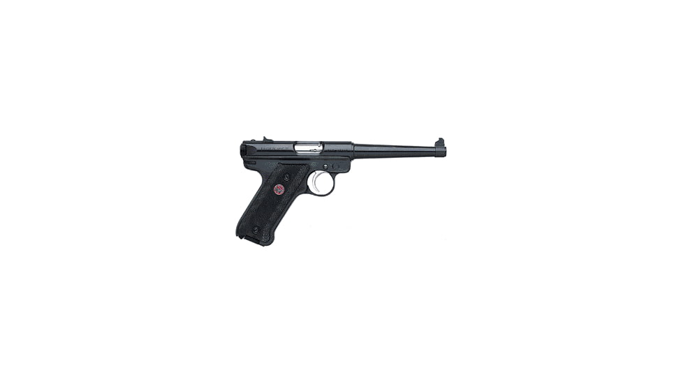 Ruger Mark III Standard Pistol, .22 Long Rifle, 6 in barrel, blued carbon steel frame, black synthetic grip, blowback operated semi-auto, fixed front and rear, 10 round magazine, Mark III STD-6-1-FRRMPG