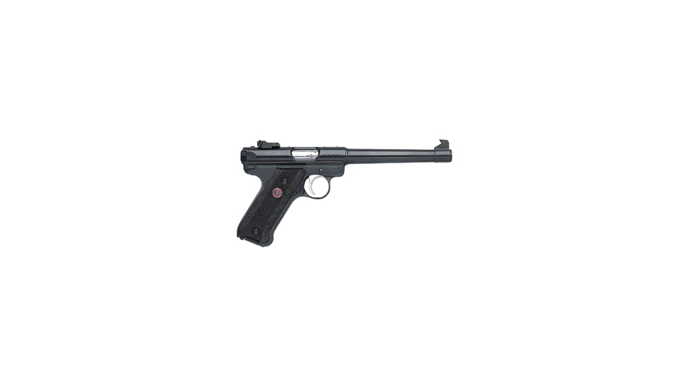 Ruger Mark III Target Pistol, .22 Long Rifle, 6.875 in barrel, blued carbon steel frame, black synthetic grip, blowback operated semi-auto, fixed front, adjustable rear, loaded chamber indicator, tapered barrel, 10 round magazine, MRKIII TG226875-1-FRRMPG