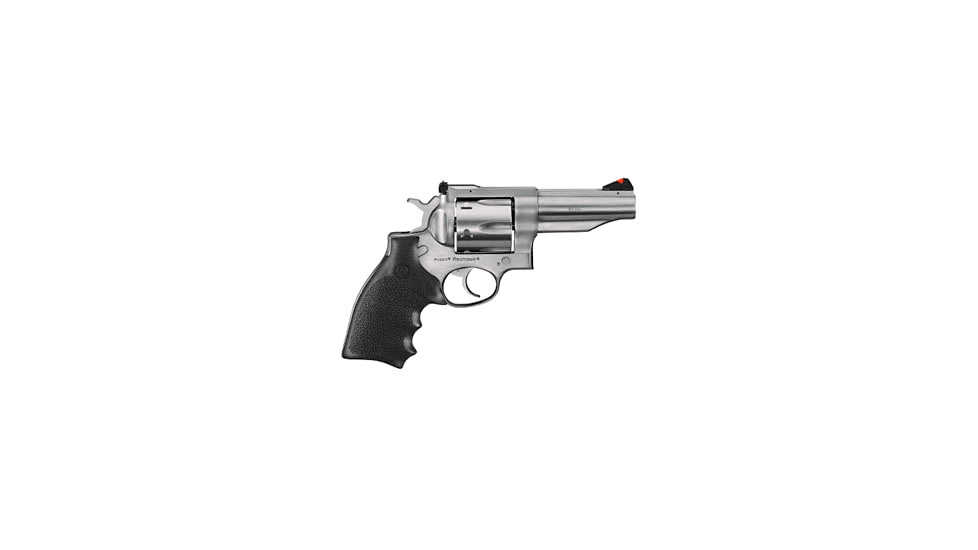 Ruger Redhawk Revolver, .45 Colt, 4 in barrel, stainless steel frame, Hogue Monogrip grip, revolving chamber, ramp front, adjustable rear, 6 round cylinder, RDHK-45-4-1-FRRMPG