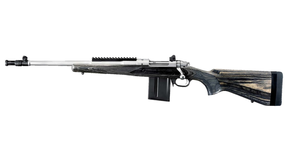 Ruger M77-LGS Gunsite Scout Left Hand Bolt Action Rifle, 308 Win/7.62x51 NATO, 18in Barrel, 1-10, Laminate Black Stock, Stainless, 10-Shot, 6821-FRRMPG