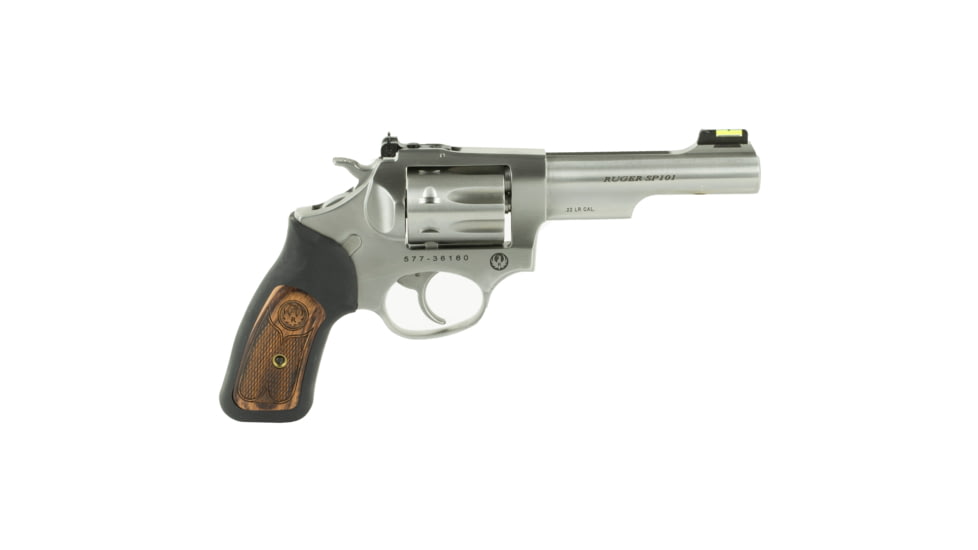 Ruger SP101 Revolver, .22 Long Rifle, 4.2in Barrel, X-Large, Adjustable, Stainless Frame, Rubber Grip, 8 Round Cylinder, 5765